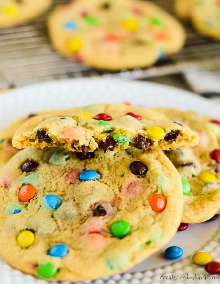 M&Ms Cookies (With Extra Chocolate Chips) - Charlotte's Lively Kitchen
