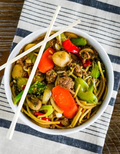 Easy Ground Beef Lo Mein - Creations by Kara