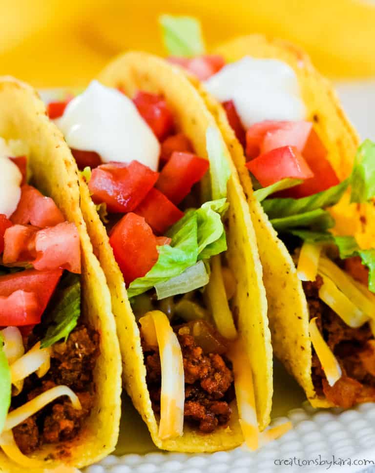 Easy Ground Beef Tacos Dinner Recipe - Creations by Kara