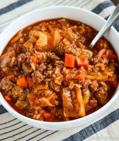 Easy Stuffed Cabbage Soup with Ground Beef - Creations by Kara