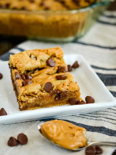 Chocolate Chip Peanut Butter Bars Recipe - Creations by Kara