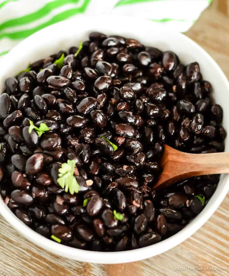 bowl of slow cooker mexican black beans