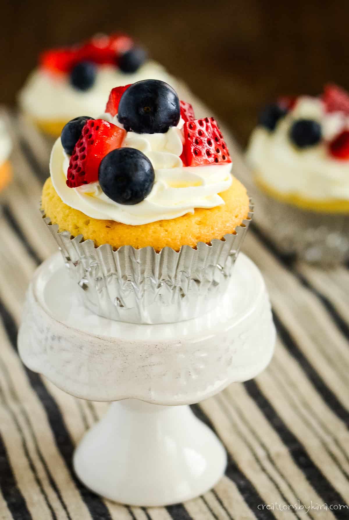pound cake cupcakes recipe topped with whipped cream