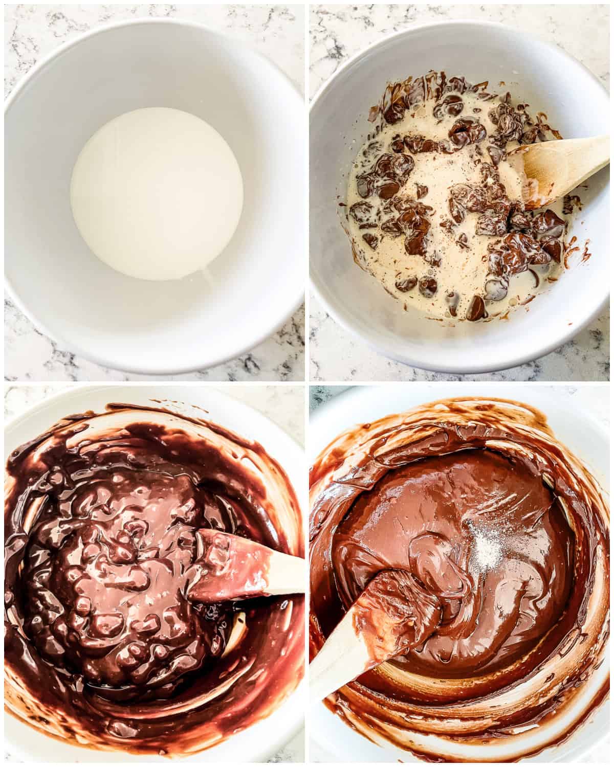 process shots- how to make chocolate ganache