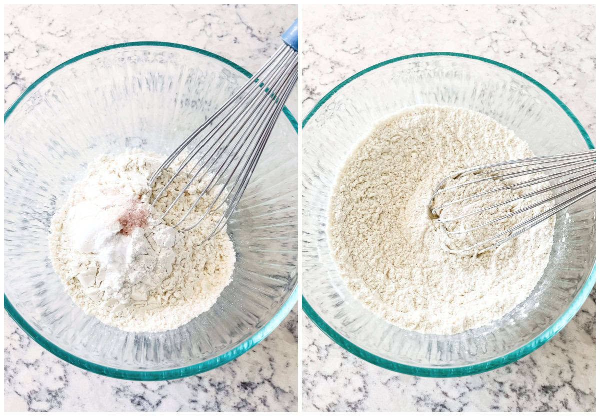 dry ingredients being whisked