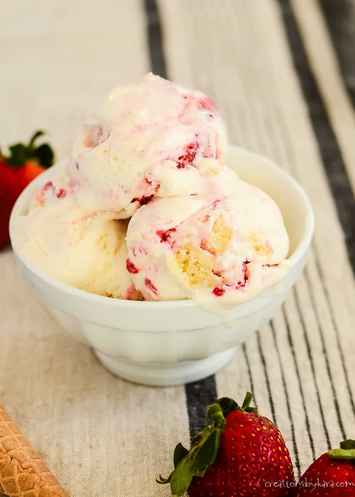 bowl of strawberry shortcake ice cream