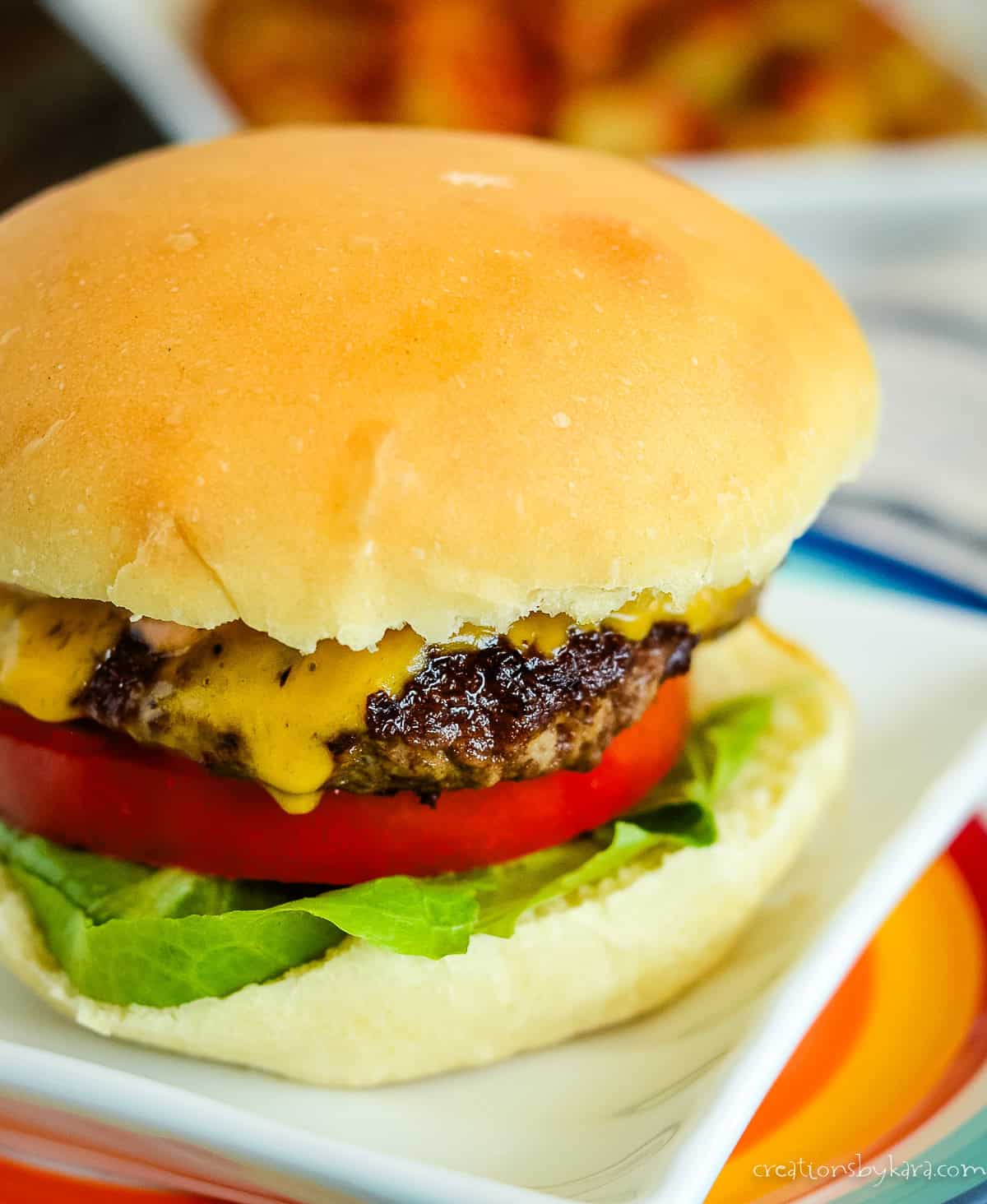 lipton onion burger with lettuce and tomatoes