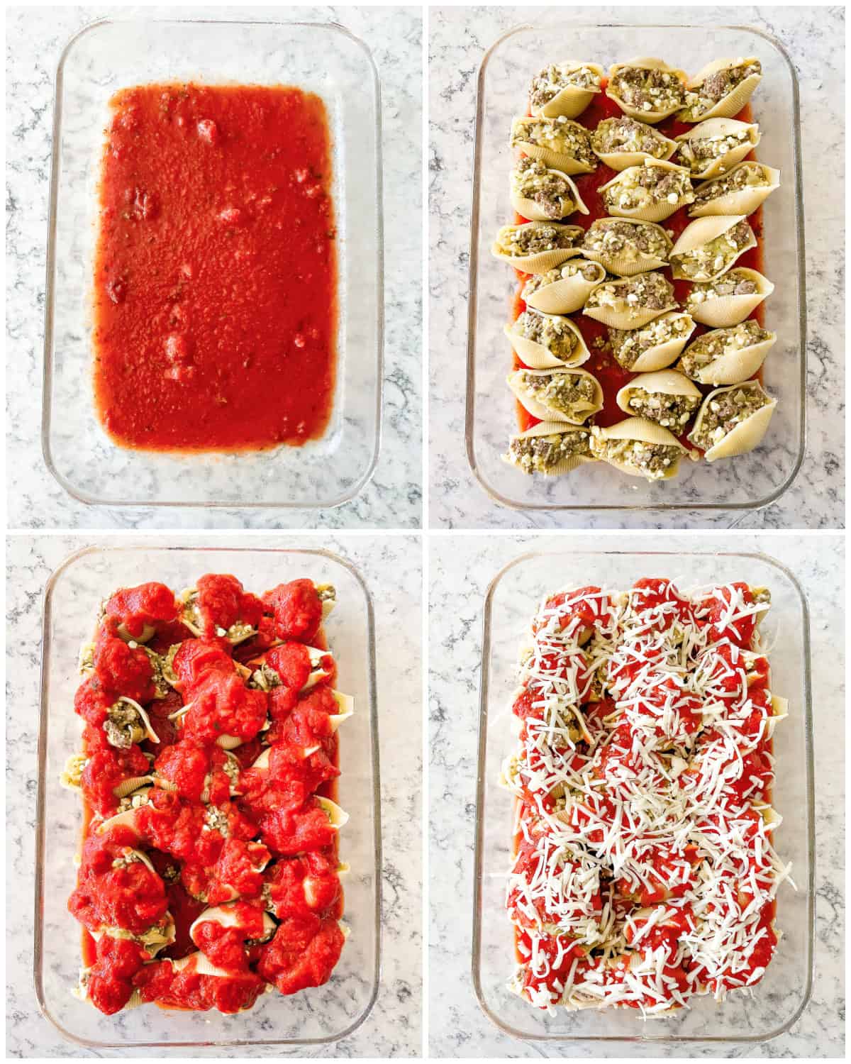 process shots - assembling beef stuffed shells