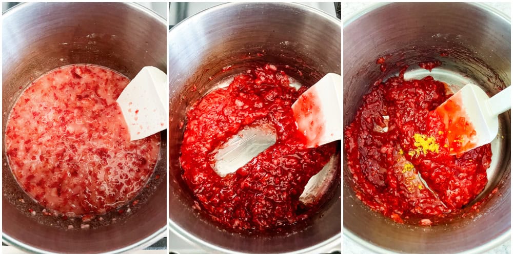 process shots - how to make fresh strawberry glaze