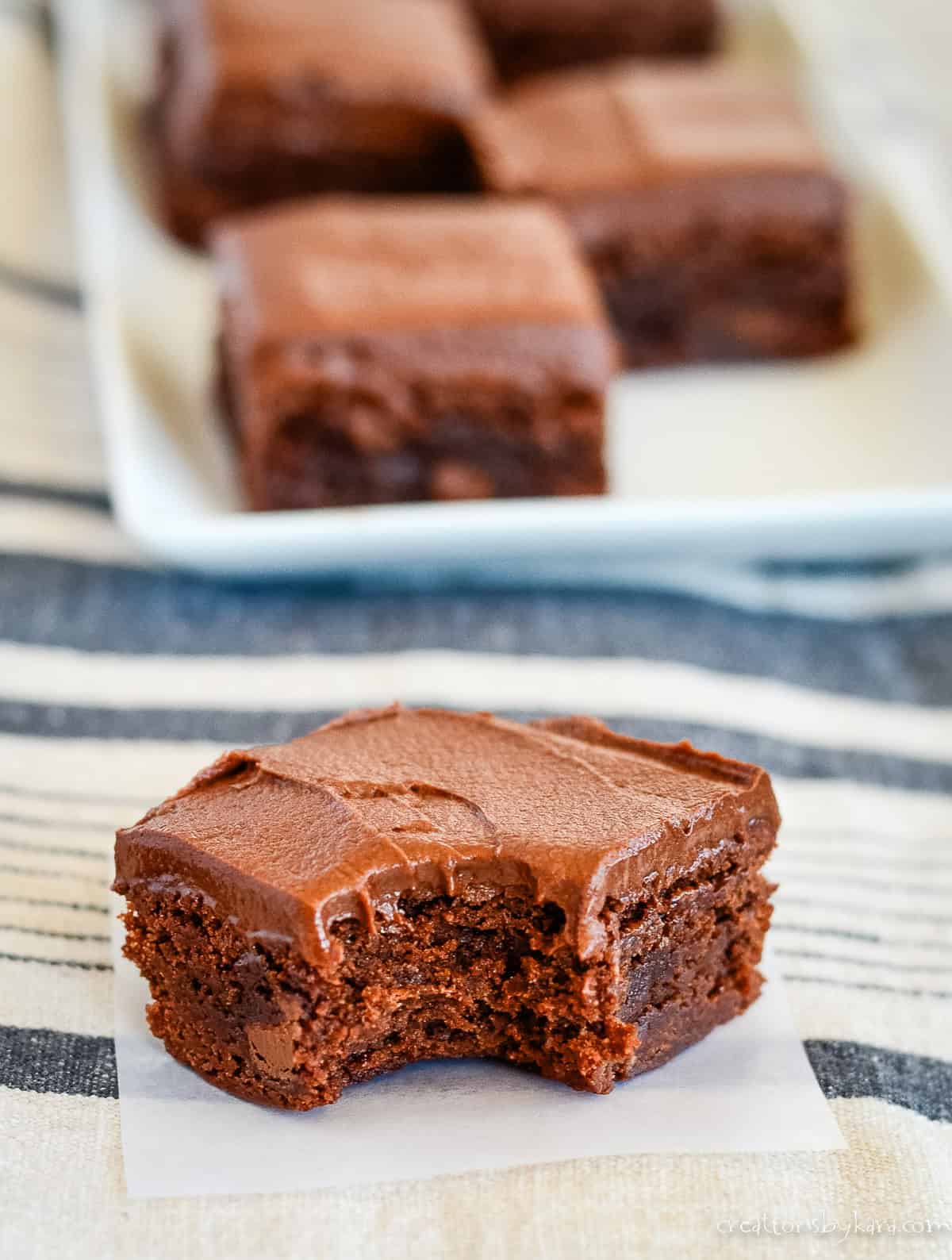 individual brownie with a bite taken out of it