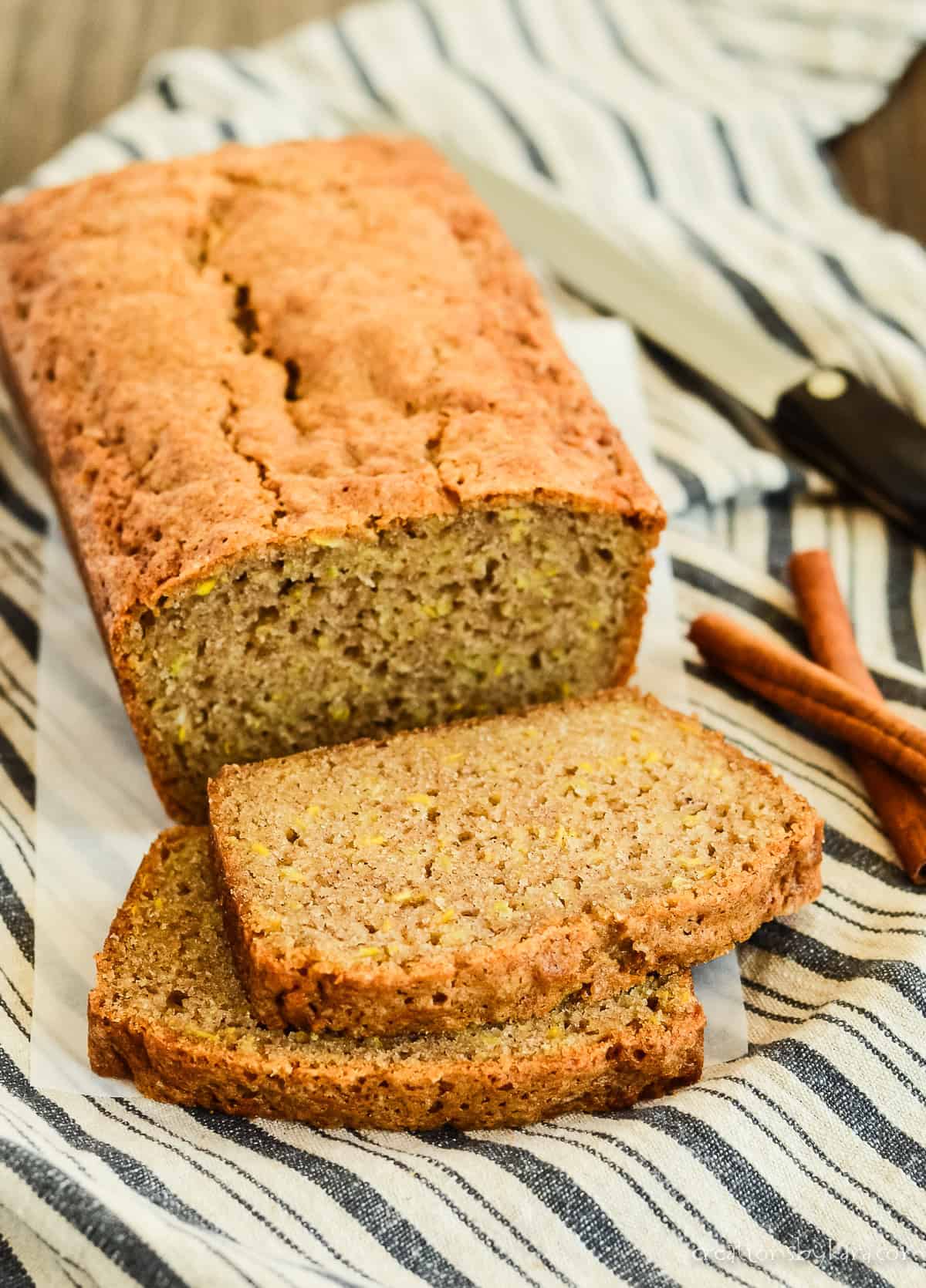 sliced loaf of yellow squash bread