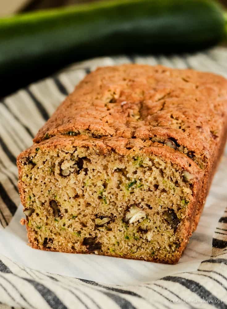 sliced loaf of zucchini bread