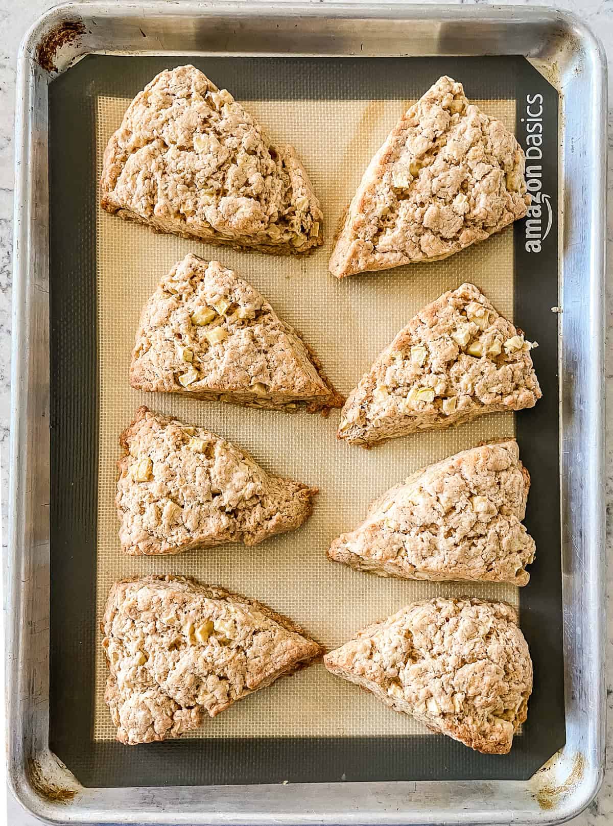 overhead shot of pan of apple scones recipe