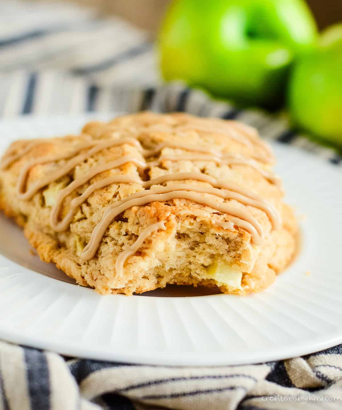 apple scone with a bite taken out of it