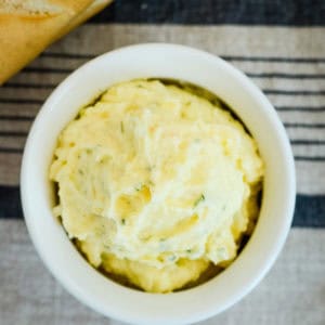 bowl of garlic bread spread