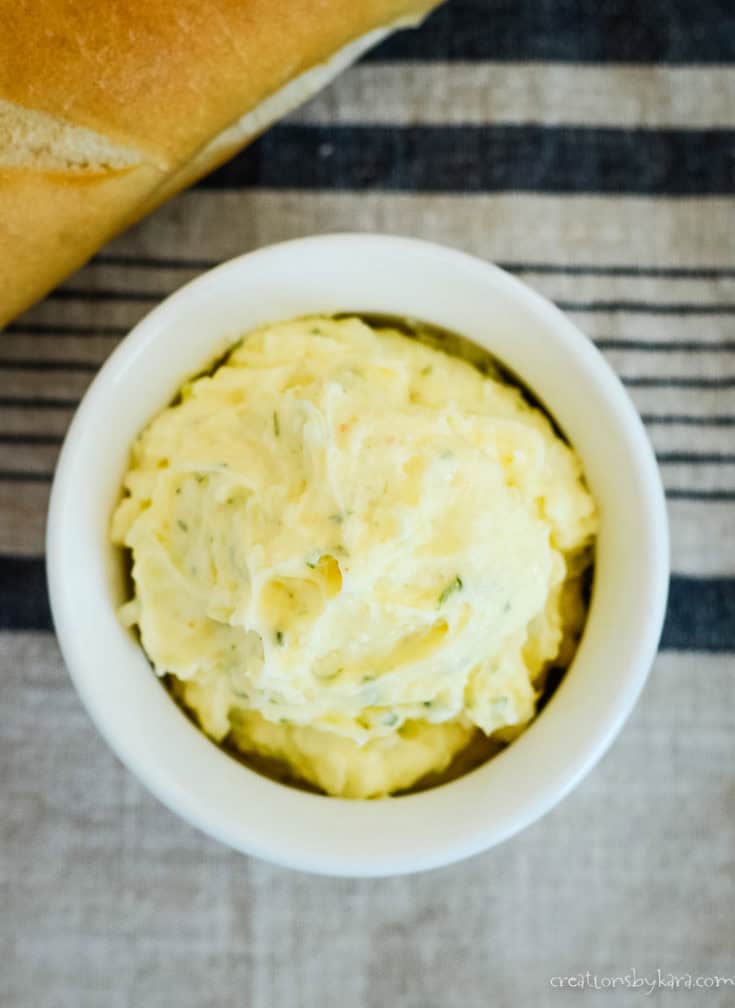 bowl of garlic bread spread