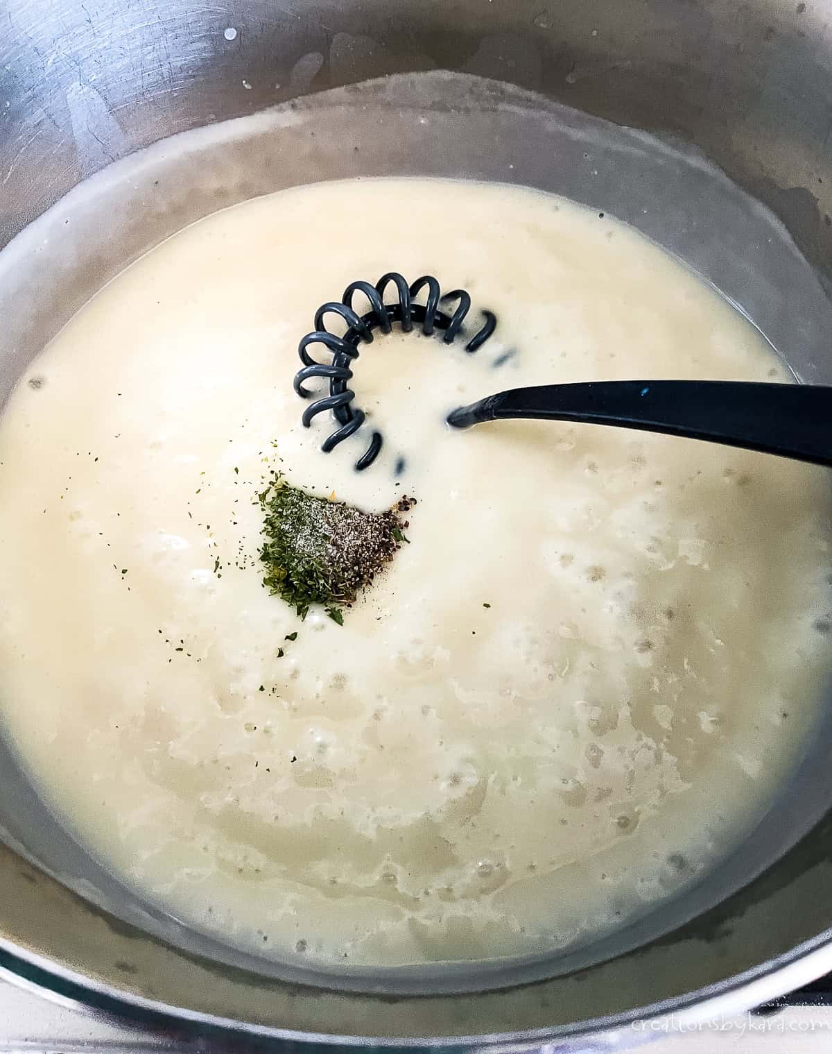 process shot - making cream sauce for meatballs