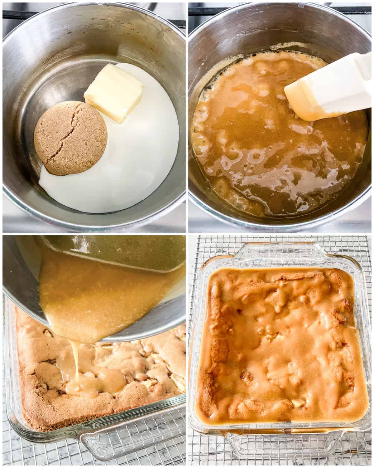 process shots - how to make caramel glaze for apple cake