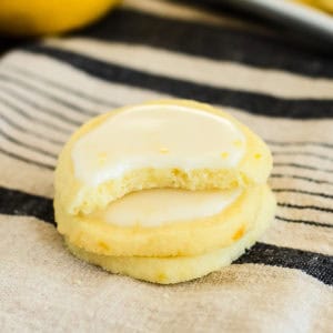 stack of easy glazed Italian lemon cookies