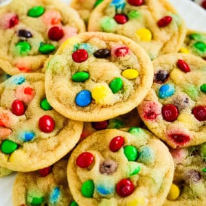 plate of mini m&m cookies