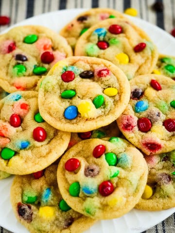 plate of mini m&m cookies