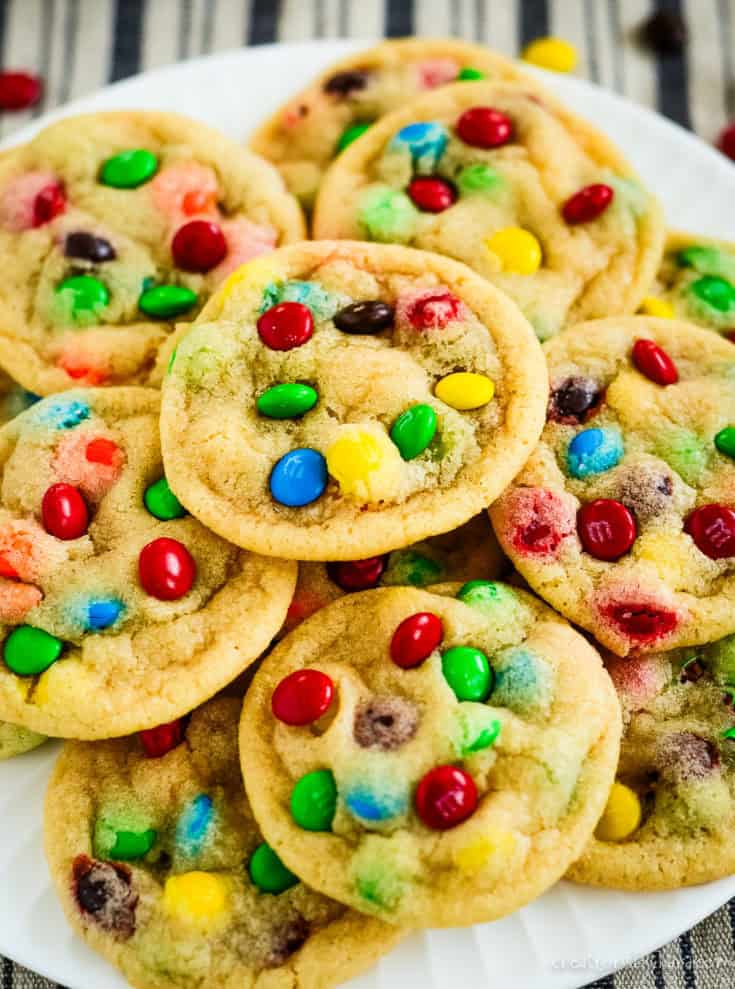 plate of mini m&m cookies