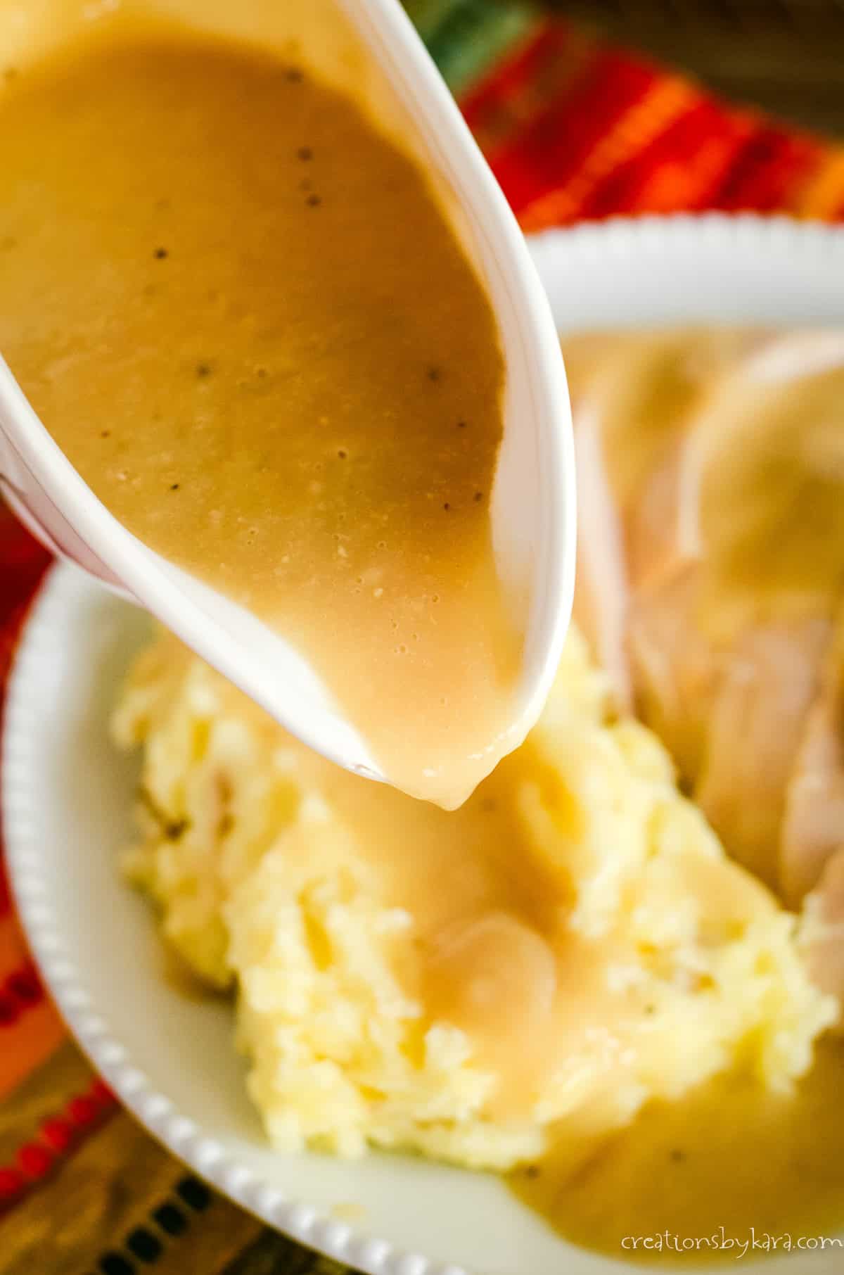 gravy boat with turkey gravy from drippings