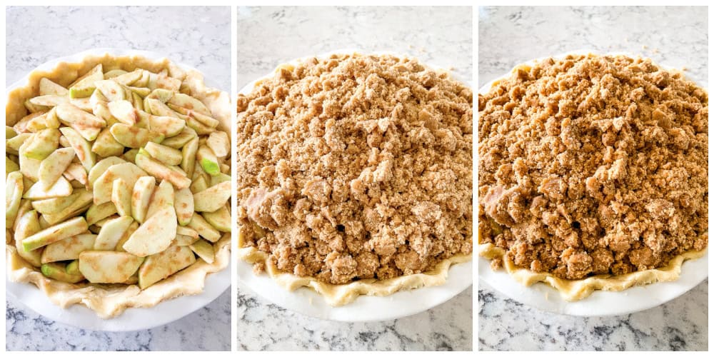 process shots- caramel apple pie recipe crumb top