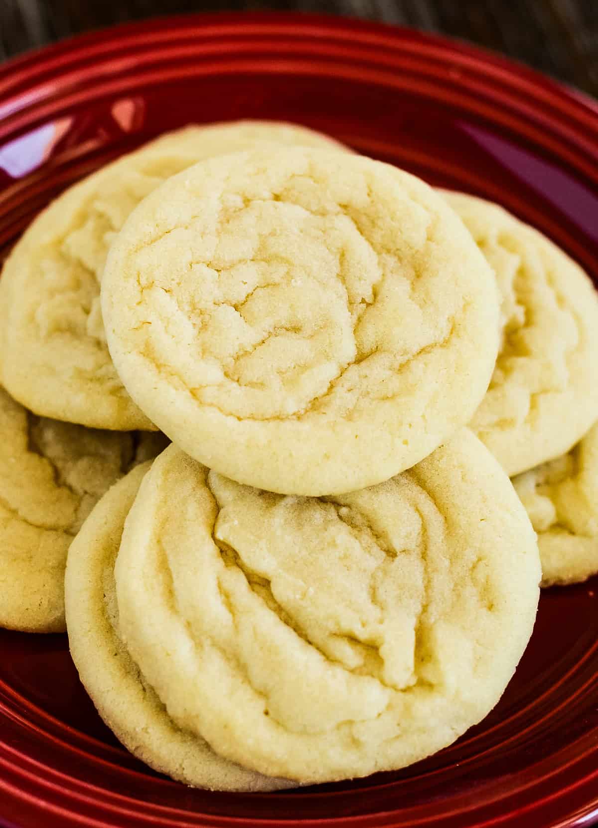 red plate of amish sugar cookies