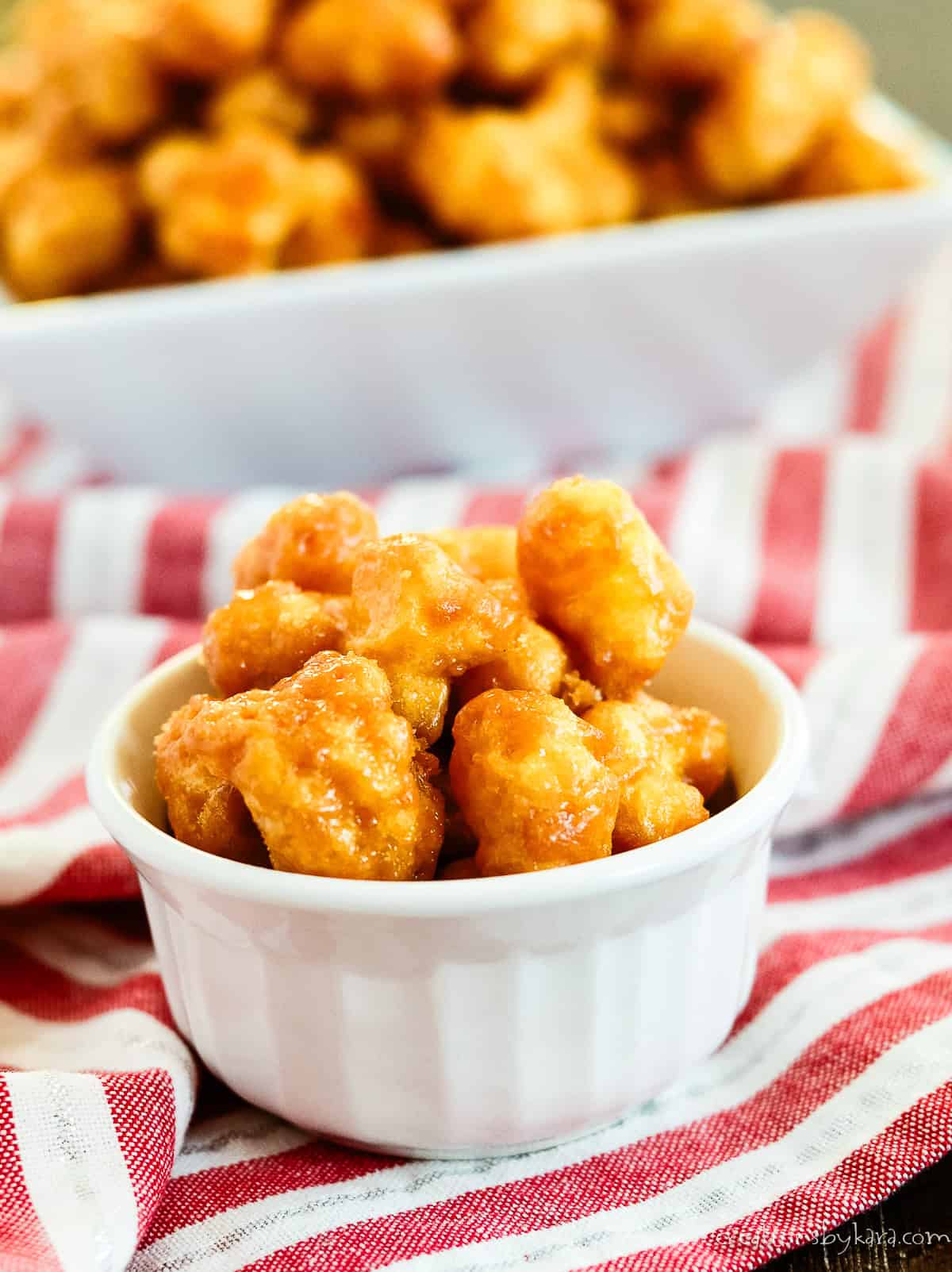 bowl of caramel puff corn